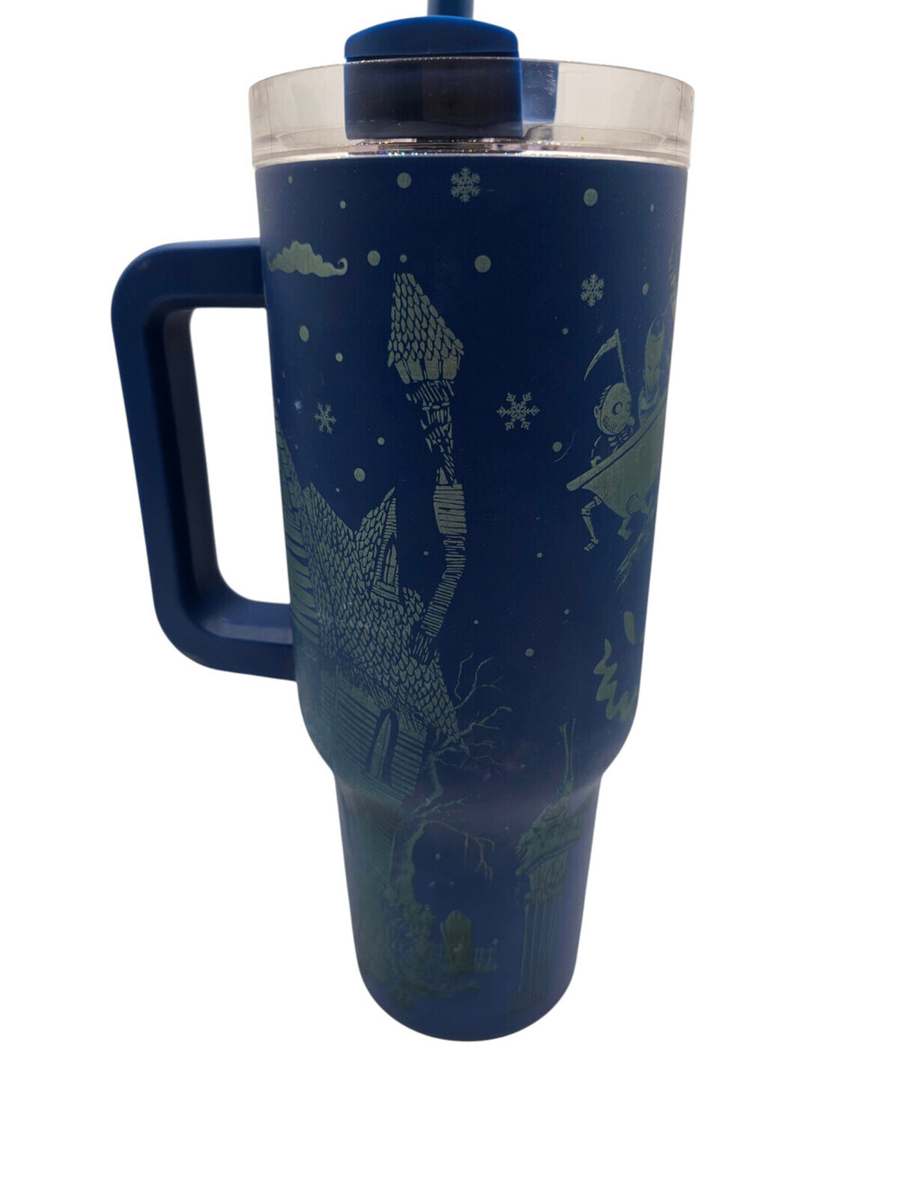 Disney 40oz Nightmare Before Christmas Engraved Etched tumbler Blue Silver - Picture 5 of 5